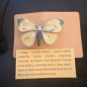 Vintage Butterfly Textile Brooch